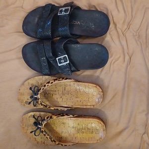 Vionic sandals bl & animal print sz 10